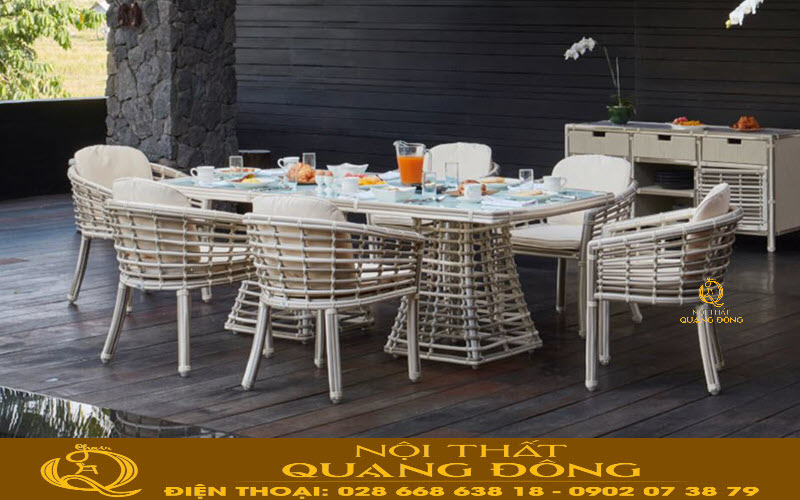 Bàn ghế giả mây QD-2050 Nội thất Quang Đông