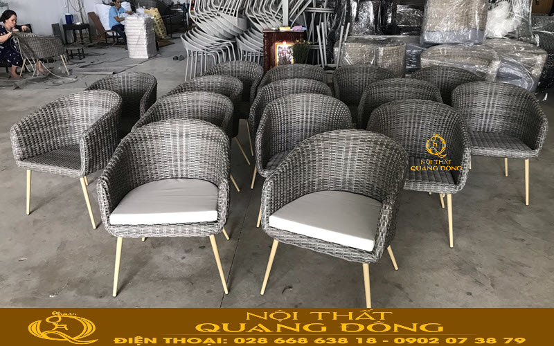 Bàn ghế mây nhựa QD - 2078 tại xưởng Nội thất Quang Đông