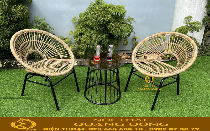 Ghế mây nhựa QD - 2083 được làm từ sợi mây nhựa cao cấp