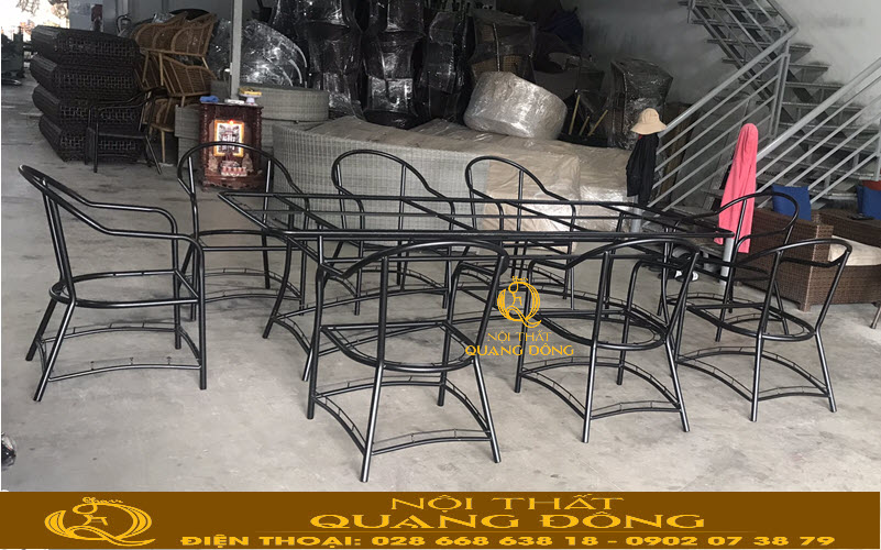 Khung sườn bàn ghế giả mây QD-2091 sơn tĩnh điện màu đen giúp bảo vệ sản phẩm