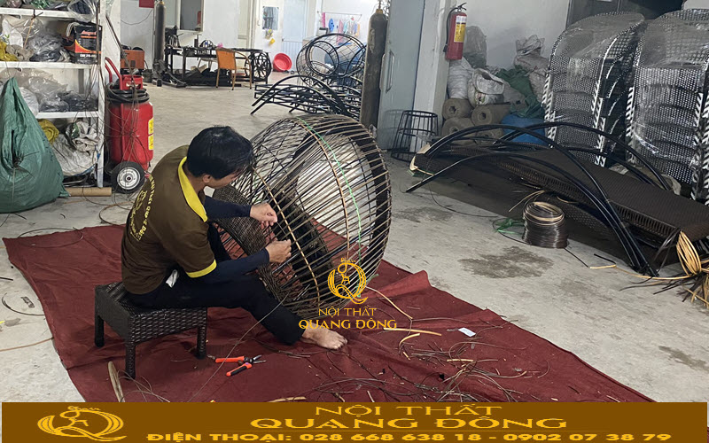 Bàn ghế đan giả mây QD - 2094 có chất liệu bền bỉ ngoài trời