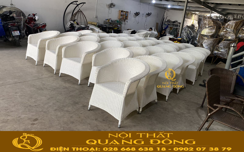 Bàn ghế giả mây cho quán cà phê Nội thất Quang Đông