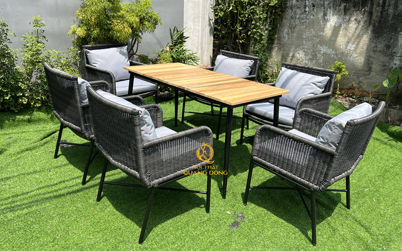 Bàn ghế mây nhựa QD-2106 Nội thất Quang Đông