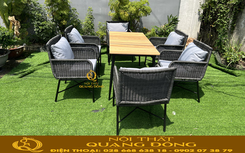 Bộ bàn ghế mây nhựa QD-2106 tạo sự thoải mái cho người sử dụng