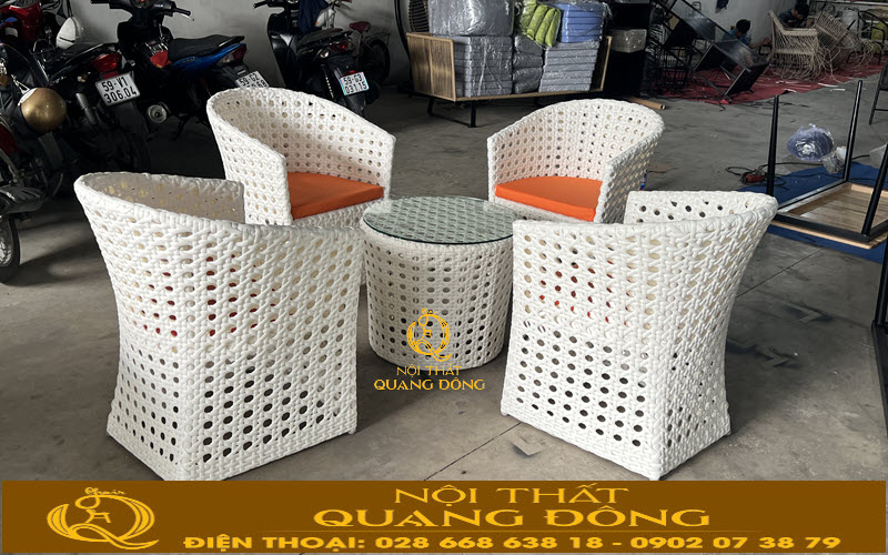 Bộ bàn ghế giả mây QD-2107 giá trị sử dụng lâu dài, tiết kiệm chi phí
