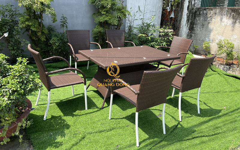 Bàn ghế giả mây QD - 2113 giải pháp cho hoàn hảo cho không gian ăn uống ngoài trời