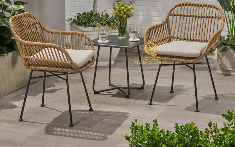Bàn ghế cà phê mây nhựa sự lựa chọn lý tưởng cho các quán cafe Bàn ghế mây nhựa QD - 279 Nội thất Quang Đông