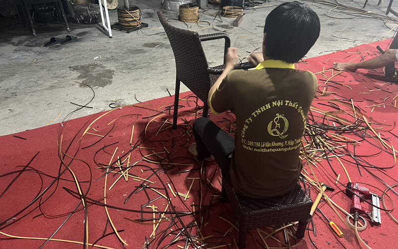 Quy trình sản xuất Đan ghế giả mây QD-326