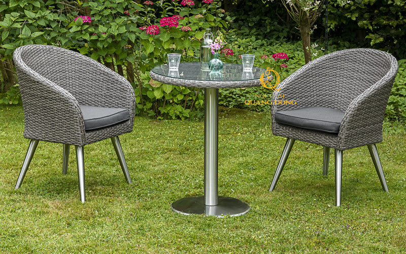 Bàn ghế giả mây sợi dẹp QD - 349 Nội thất Quang Đông