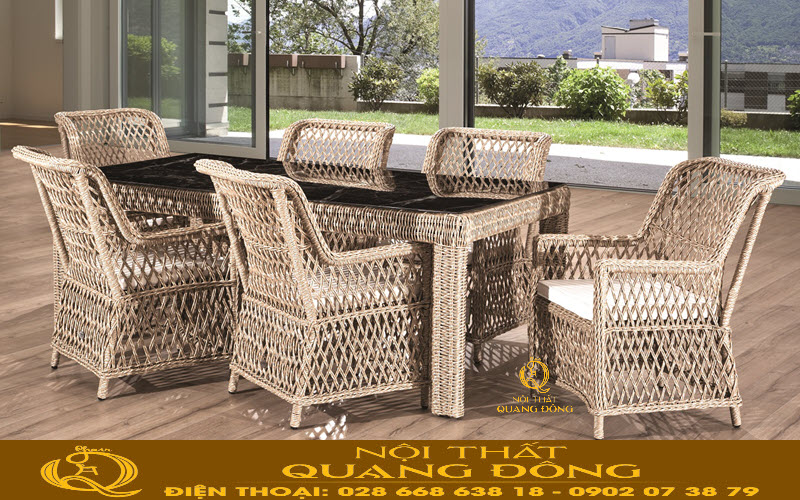 Bàn ghế giả mây QD-379 Nội thất Quang Đông