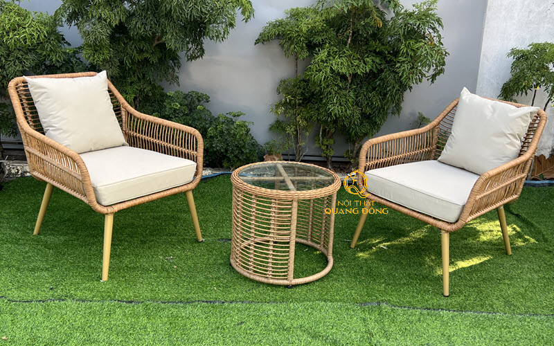 Bàn ghế nhựa giả mây dành cho ban công