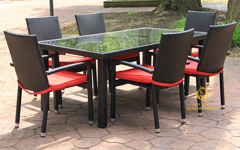 bàn ghế giả mây bản dẹp