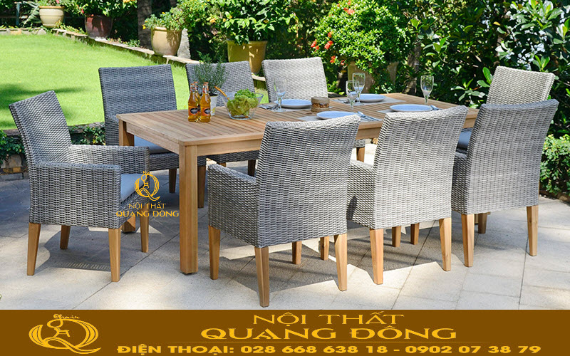 Bàn ghế giả mây cho khu vườn biệt thự