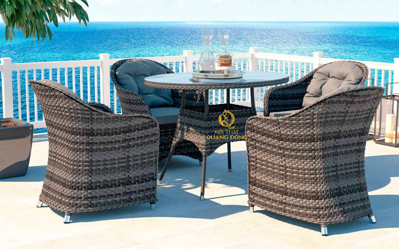 Bàn ghế giả mây ngoài trời Nội thất Quang Đông