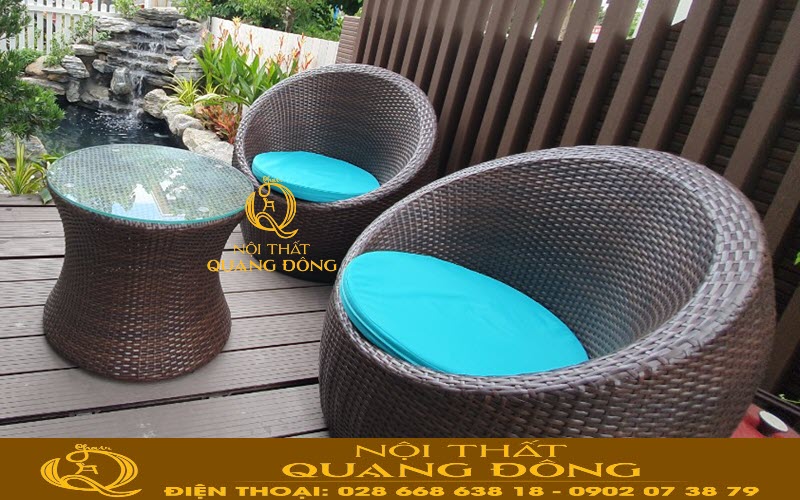 Bàn ghế giả mây thiết kế tối ưu giúp người dùng cảm thấy thoải mái khi sử dụng