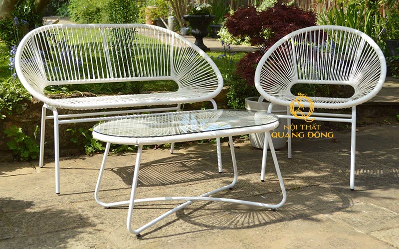 Bàn ghế giả mây Nội thất Quang Đông để ngoài trời