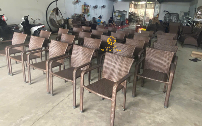 Bàn ghế giả mây quán cà phê bền đẹp tại Nội thất Quang Đông