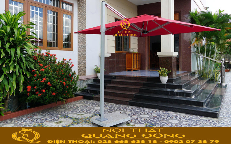 Dù lệch tâm vuông 2.5m dễ bố trí không gian vừa và nhỏ