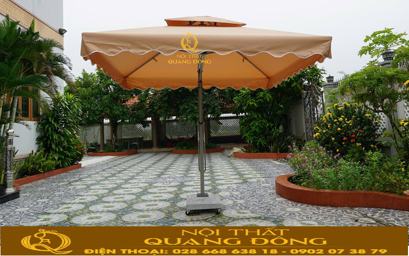 Dù lệch tâm vuông 2.5m không vướng cột giữa sử dụng thoải mái