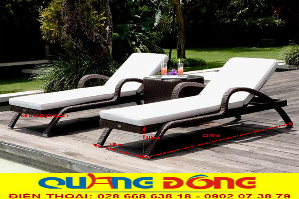 Ghế hồ bơi QD-595|Mẫu giường tắm nắng đẹp Ghế hồ bơi QD-595 bằng nhựa rattan