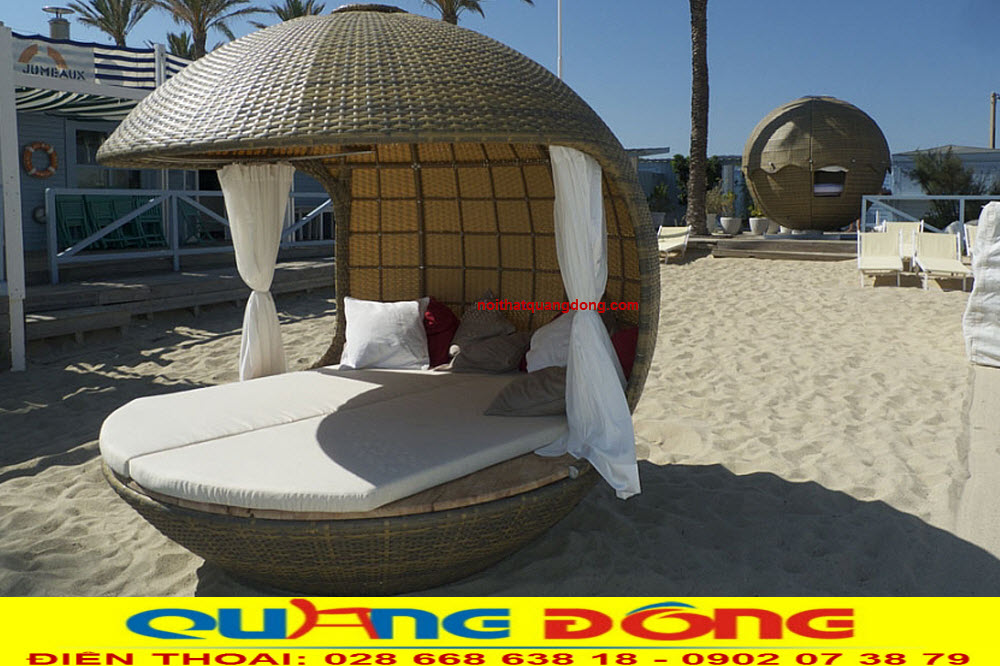Mẫu giường tắm nắng giả mây kế độc lạ đẹp mắt, sản phẩm chuyên dùng cho bể bơi, bãi biển khu resort