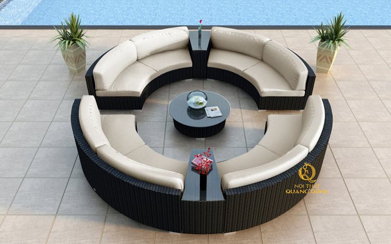 Sofa giả mây cao cấp chịu được nắng mưa