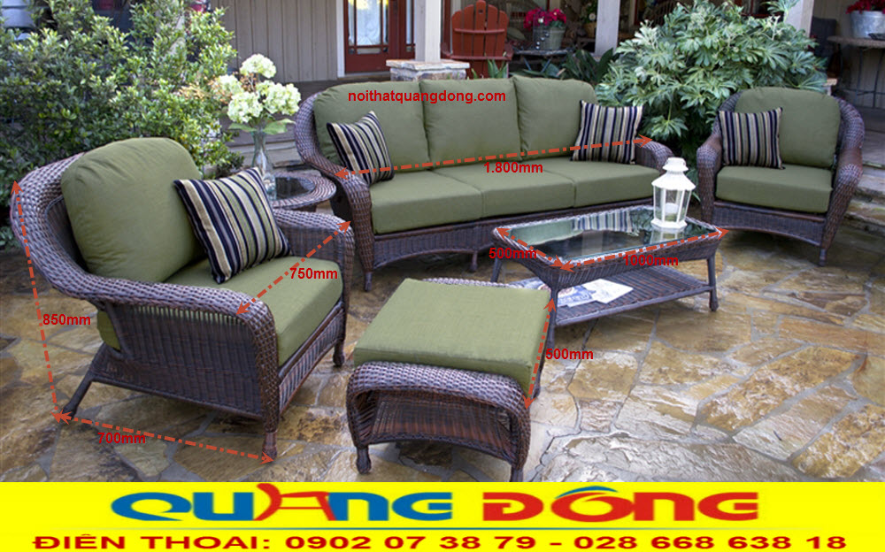 Mẫu sofa mây nhựa đẹp bộ sofa giả mây QD-635. Công ty sản xuất bàn ghế sofa dùng cho sân vườn ngoài trời