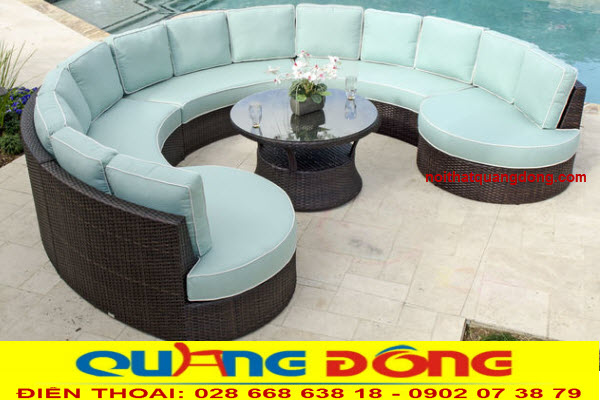 Mẫu sofa giả mây thiết kế kiểu dáng hiện đại dùng cho ngoại thất sân vườn