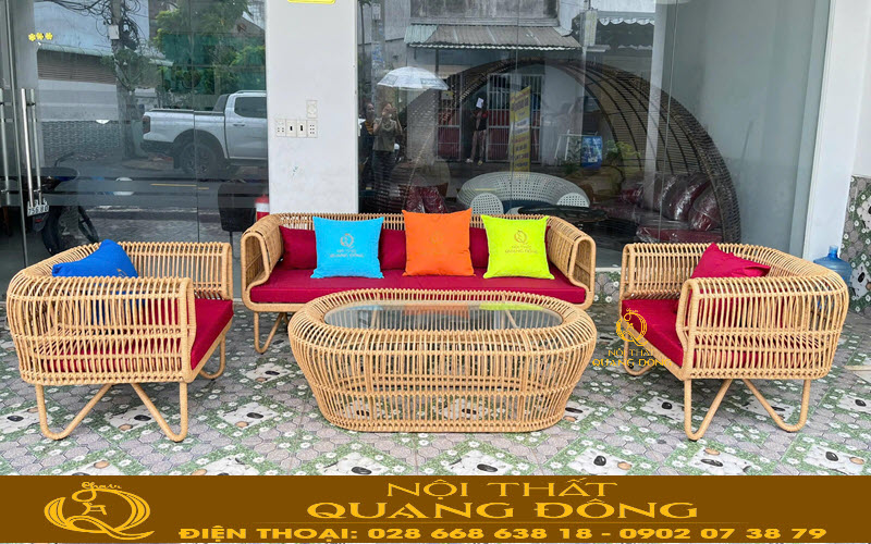 Sofa mây nhựa QD-754 phù hợp với nhiều không gian ngoài trời