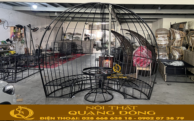 Khung thép sofa mây nhựa QD - 755 chịu lực tốt và chống gỉ hiệu quả