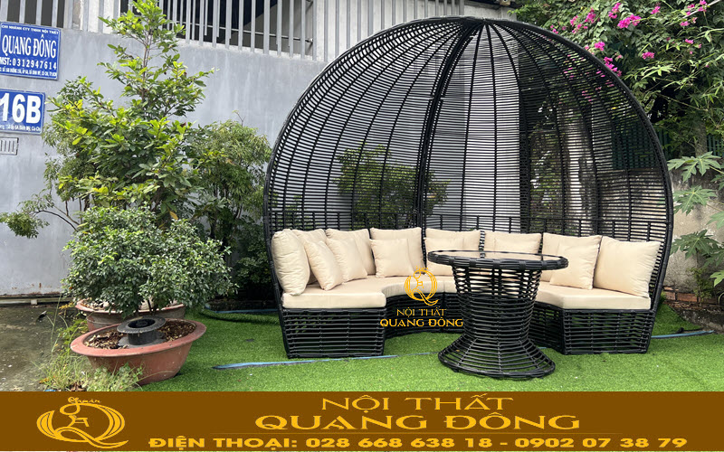 Sofa mây nhựa QD - 755 thiết kế mái vòm mang giá trị thẩm mỹ cao