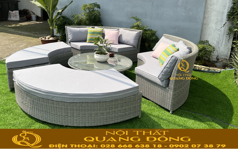 Sofa giả mây QD-621 với thiết kế tạo hình tròn cao cấp, sang trọng, chất lượng